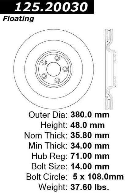 Stoptech Centric Premium High Carbon Brake Rotor 125.20030