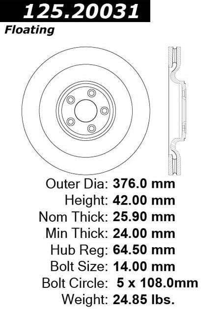 Stoptech Centric Premium High Carbon Brake Rotor 125.20031