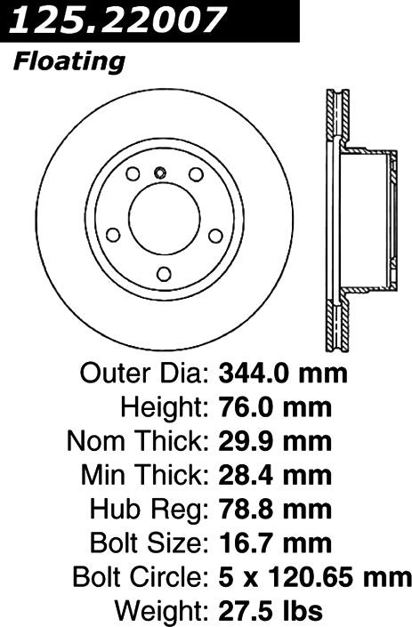 Centric Parts Disc Brake Rotor High Carbon Alloy with Advanced Metallurgy 125.22007