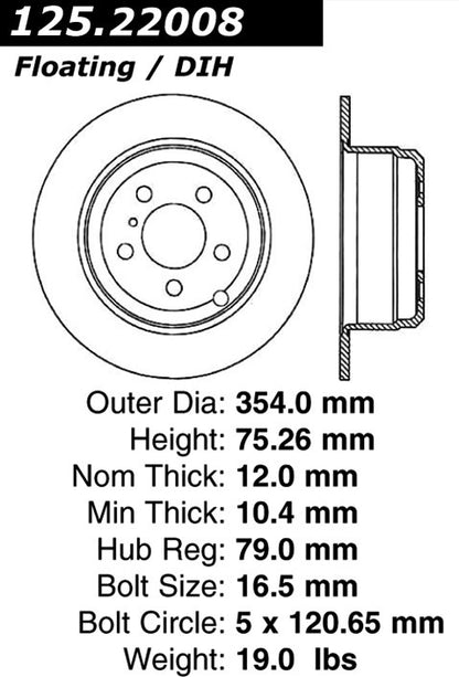 Centric Parts Disc Brake Rotor High Carbon Alloy with Advanced Metallurgy 125.22008