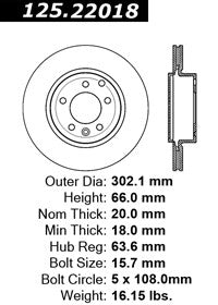 Stoptech Centric Premium High Carbon Brake Rotor 125.22018