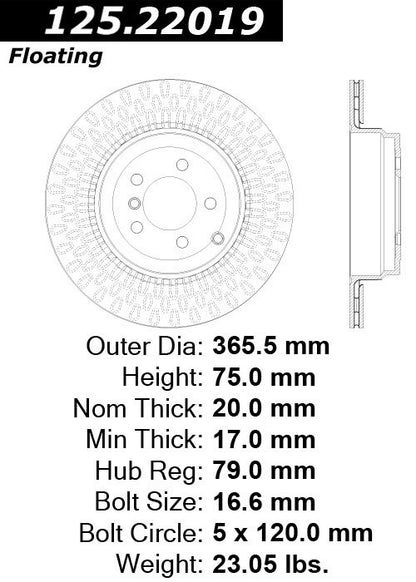 Stoptech Centric Premium High Carbon Brake Rotor 125.22019