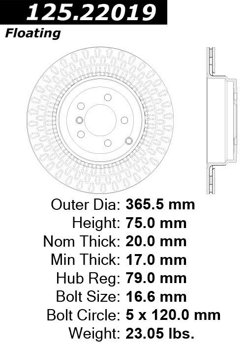 Centric Parts Disc Brake Rotor High Carbon Alloy with Advanced Metallurgy 125.22019