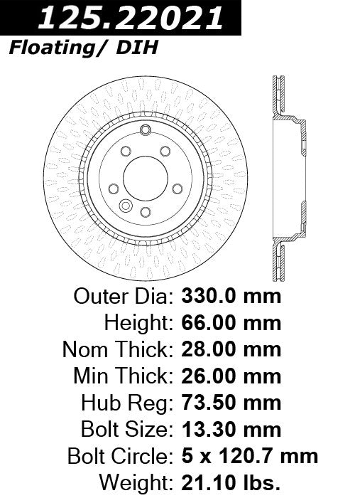 Stoptech Centric Premium High Carbon Brake Rotor 125.22021