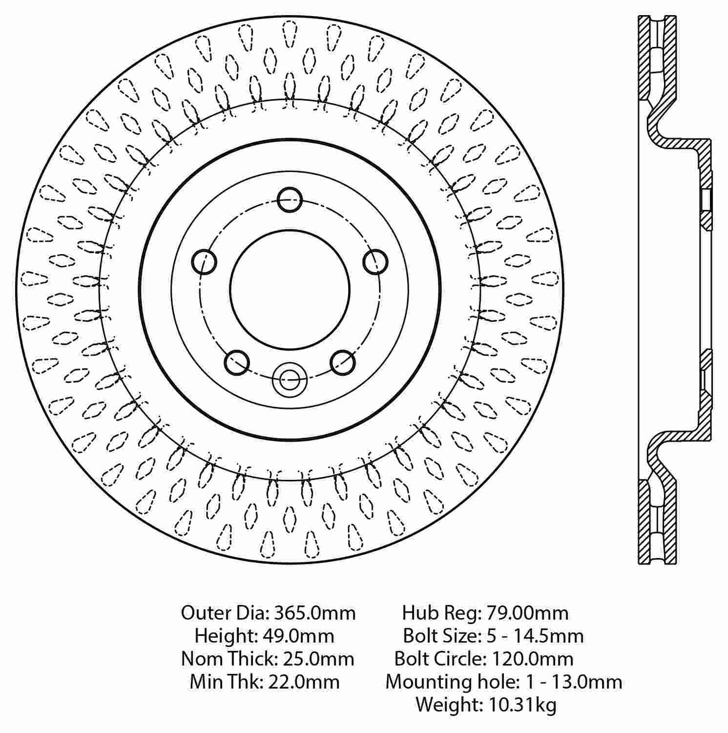 Stoptech Centric Premium High Carbon Alloy Brake Rotor - Rear 125.22024