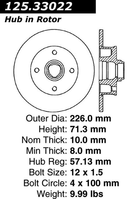 Stoptech Centric Premium High Carbon Brake Rotor 125.33022