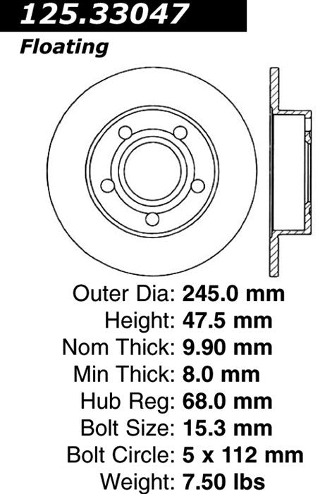 Centric Parts Disc Brake Rotor High Carbon Alloy with Advanced Metallurgy 125.33047