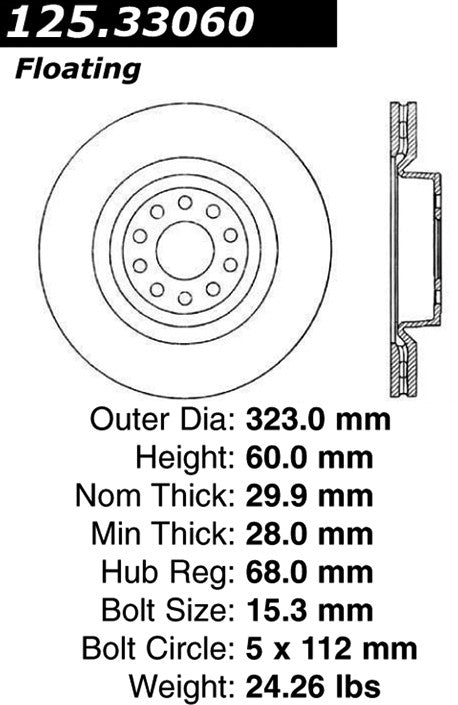 Stoptech Centric Premium High Carbon Brake Rotor 125.33060