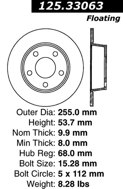 Stoptech Centric Premium High Carbon Brake Rotor 125.33063