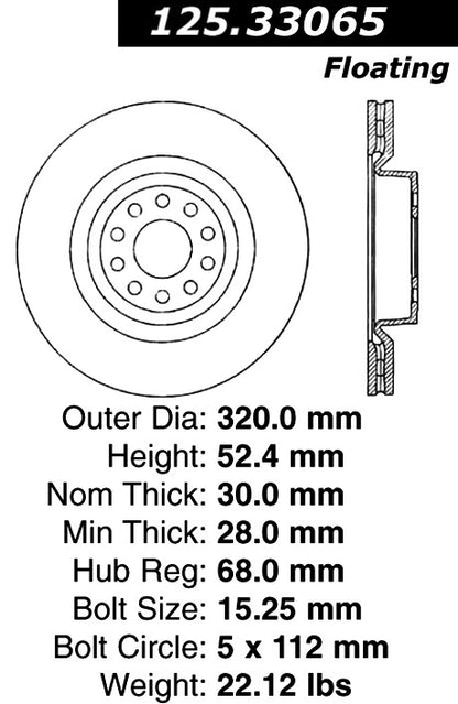 Stoptech Centric Premium High Carbon Brake Rotor 125.33065