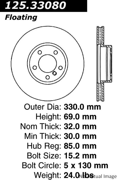Stoptech Centric Premium High Carbon Brake Rotor 125.33080