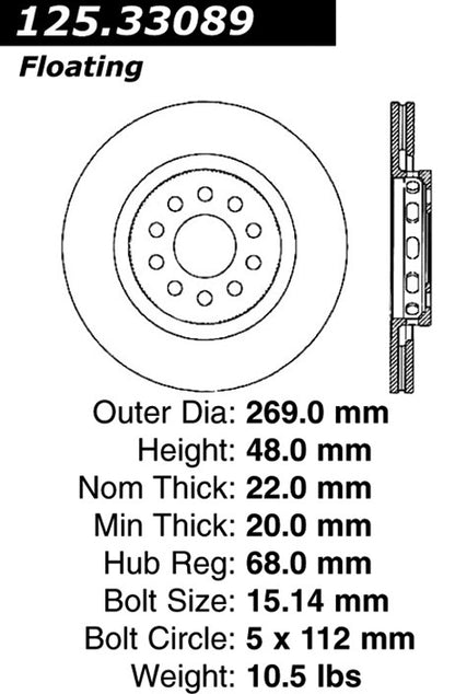 Stoptech Centric Premium High Carbon Brake Rotor 125.33089