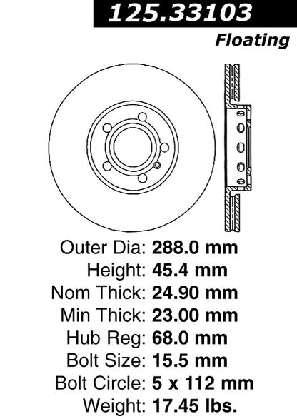 Stoptech Centric Premium High Carbon Brake Rotor 125.33103
