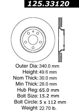 Stoptech Centric Premium High Carbon Brake Rotor 125.33120