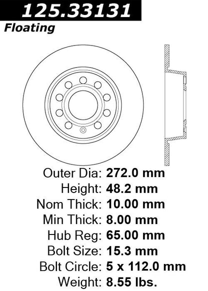 Stoptech Centric Premium High Carbon Brake Rotor 125.33131
