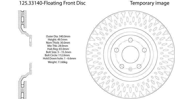 Centric Parts Disc Brake Rotor High Carbon Alloy with Advanced Metallurgy for 2010-2014 Audi TT 125.33140