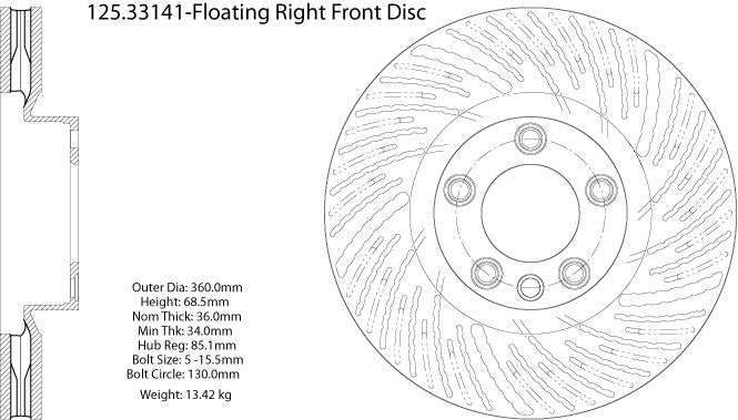 Centric Parts Disc Brake Rotor High Carbon Alloy with Advanced Metallurgy for 2011-2018 Porsche Cayenne Volkswagen Touareg 125.33141