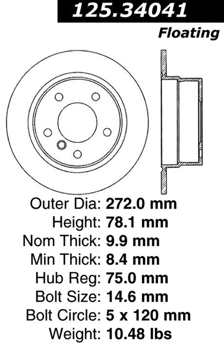 Centric Parts Disc Brake Rotor High Carbon Alloy with Advanced Metallurgy for 1995-1999 BMW 318ti 125.34041
