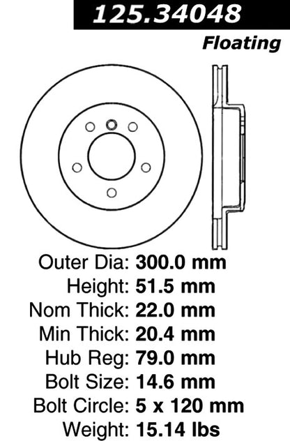 Stoptech Centric Premium High Carbon Brake Rotor 125.34048