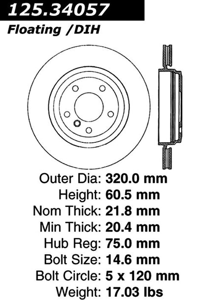 Centric Parts Disc Brake Rotor High Carbon Alloy with Advanced Metallurgy for 2001-2005 BMW 320i 330Ci 330i 330xi 125.34057