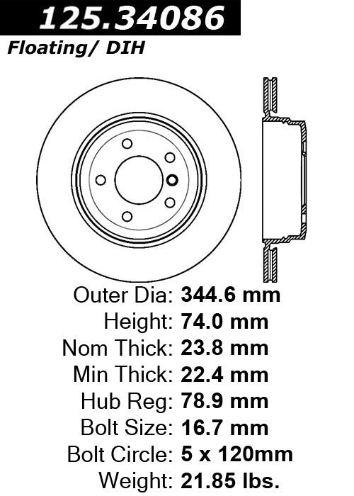 Stoptech Centric Premium High Carbon Brake Rotor 125.34086