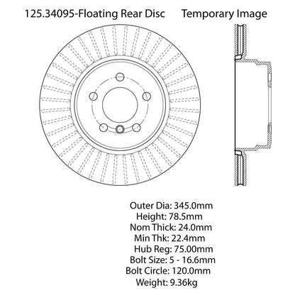 Stoptech Centric Premium High Carbon Brake Rotor 125.34095
