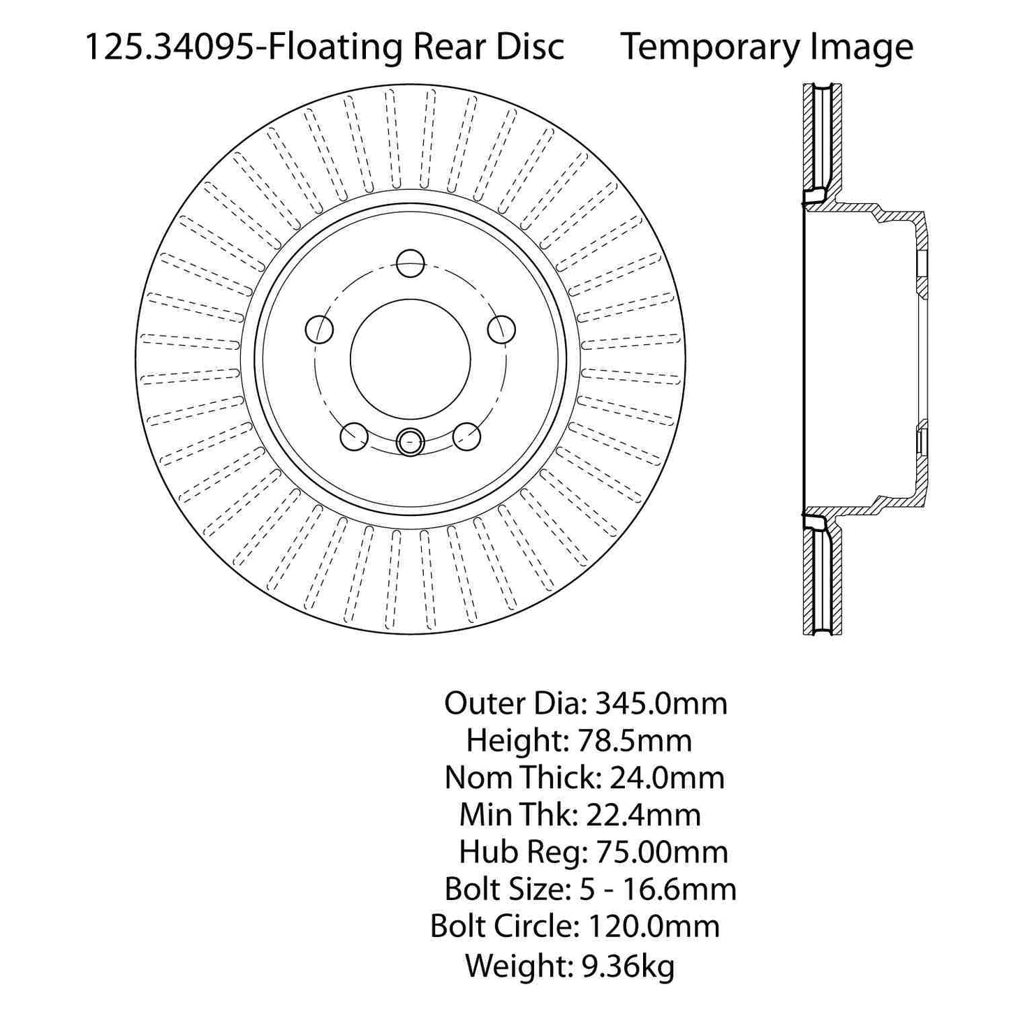 Centric Parts Disc Brake Rotor High Carbon Alloy with Advanced Metallurgy for 2007-2018 BMW X5, 2008-2019 BMW X6 125.34095