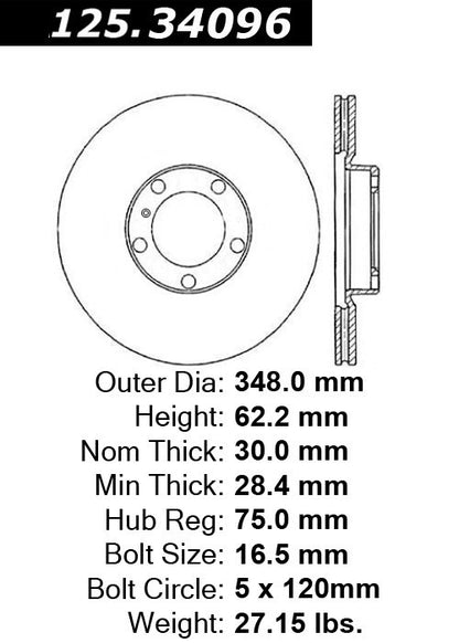 Centric Parts Disc Brake Rotor High Carbon Alloy with Advanced Metallurgy for BMW X5 2007‑2013, X5 2016‑2018, X6 2008‑2010 125.34096