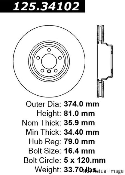 Stoptech Centric Premium High Carbon Brake Rotor 125.34102