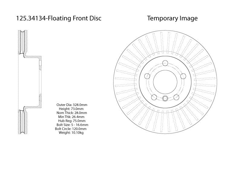 Centric Parts Disc Brake Rotor High Carbon Alloy with Advanced Metallurgy for 2011-2018 BMW X3/X4 125.34134