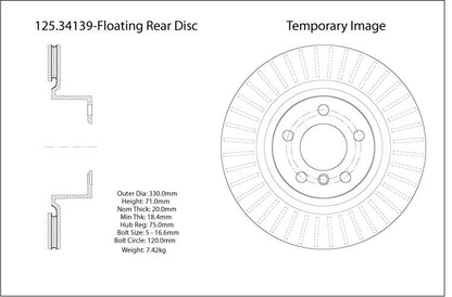 Centric Parts Disc Brake Rotor High Carbon Alloy with Advanced Metallurgy for 2011-2017 BMW X3, 2015-2018 BMW X4 125.34139