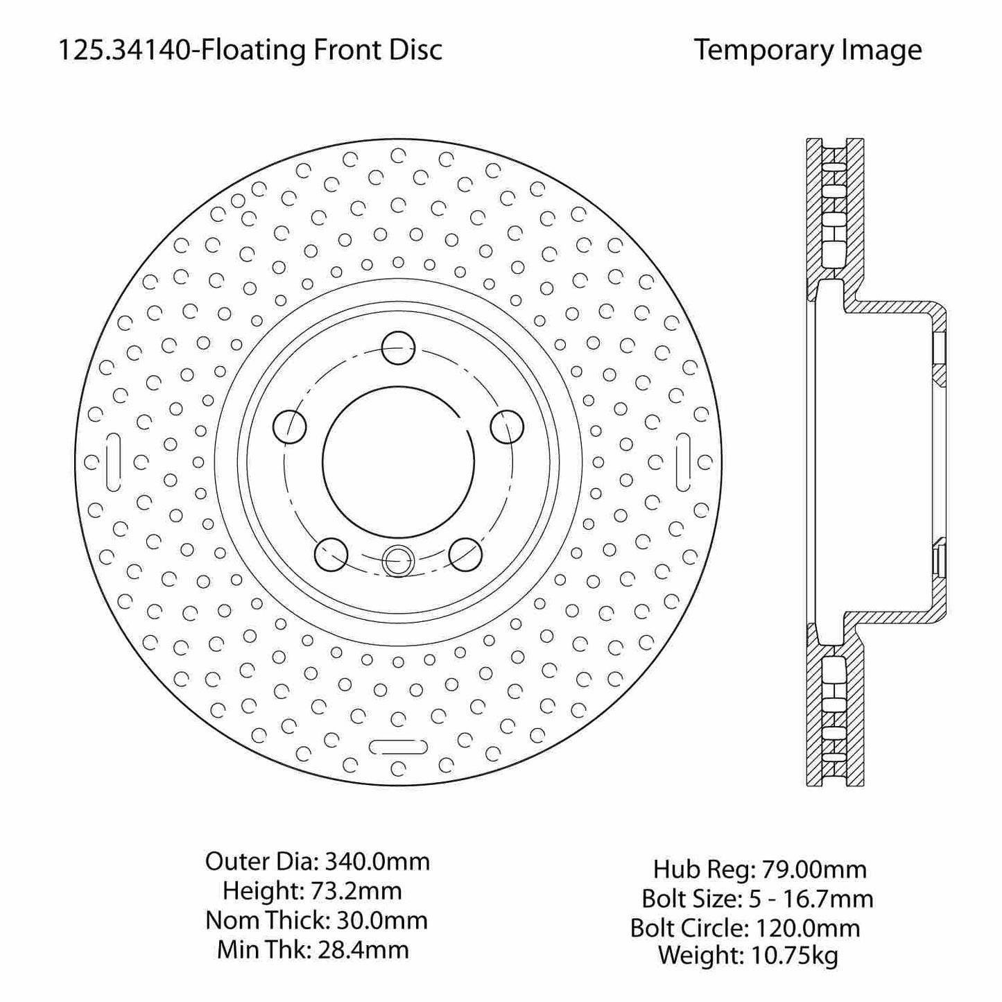 Centric Parts Disc Brake Rotor Premium High Carbon Alloy for 2014-2021 BMW 228i 230i 320i 328i 330e 330i 125.34140
