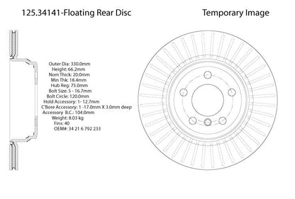 Centric Parts Disc Brake Rotor High Carbon Alloy with Advanced Metallurgy for 2012-2019 BMW 328i 330i 335i 340i 428i 125.34141
