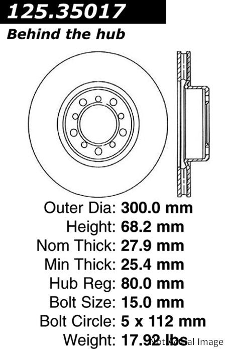 Centric Parts Disc Brake Rotor High Carbon Alloy with Advanced Metallurgy 125.35017