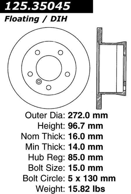Stoptech Centric Premium High Carbon Brake Rotor 125.35045