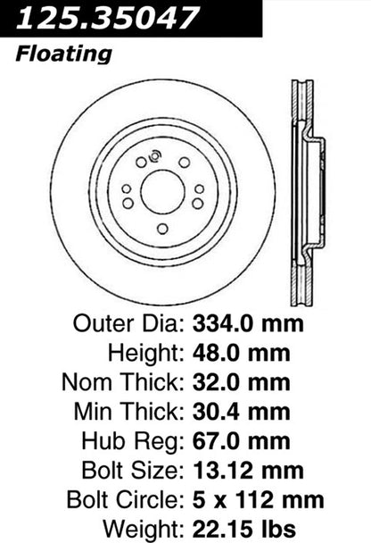 Stoptech Centric Premium High Carbon Brake Rotor 125.35047
