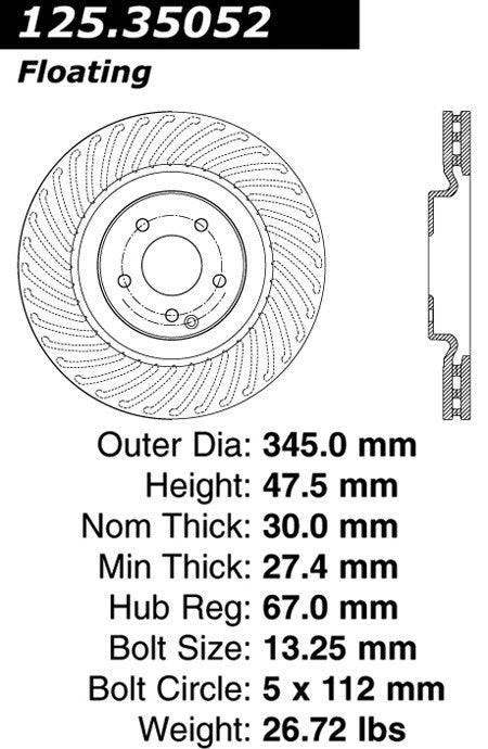 Centric Parts Disc Brake Rotor with Advanced Metallurgy 125.35052