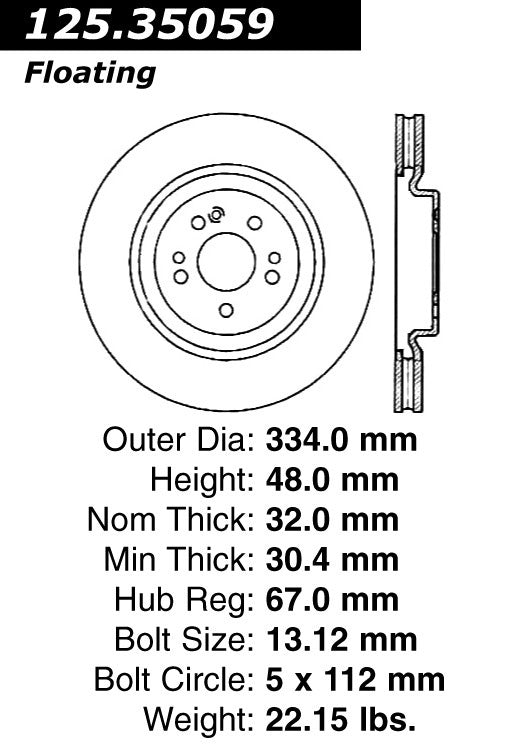 Stoptech Centric Premium High Carbon Brake Rotor 125.35059