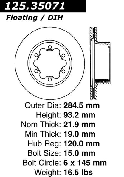 Centric Parts Disc Brake Rotor with Advanced Metallurgy 125.35071