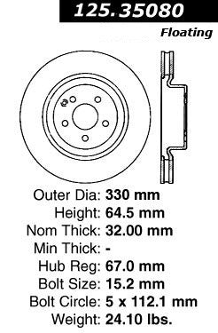 Stoptech Centric Premium High Carbon Brake Rotor 125.35080