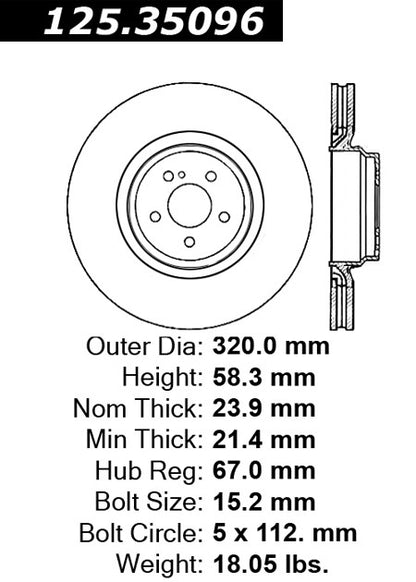 Stoptech Centric Premium High Carbon Brake Rotor 125.35096