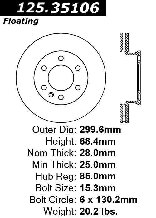 Stoptech Centric Premium High Carbon Brake Rotor 125.35106