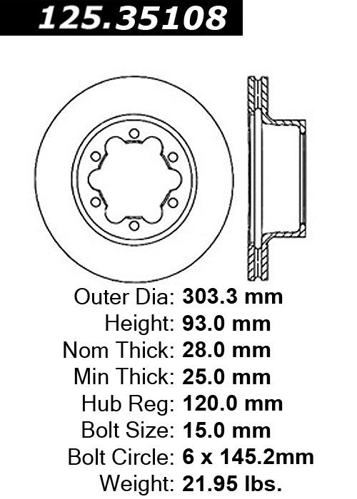 Stoptech Centric Premium High Carbon Brake Rotor 125.35108