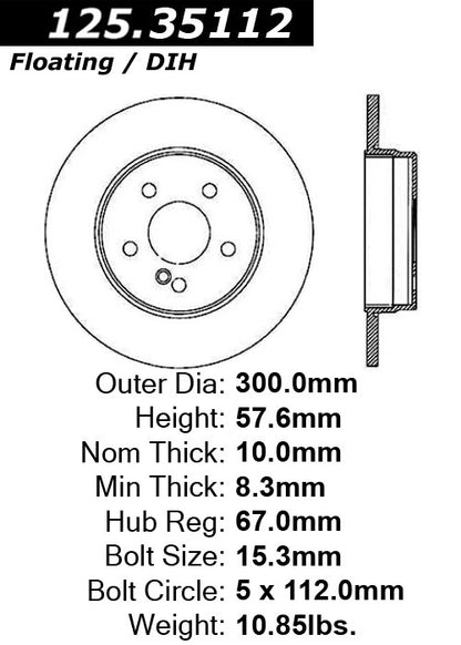 Centric Parts Disc Brake Rotor with Advanced Metallurgy 125.35112