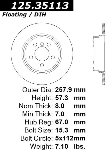 Stoptech Centric Premium High Carbon Brake Rotor 125.35113