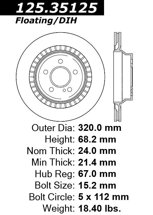 Stoptech Centric Premium High Carbon Brake Rotor 125.35125