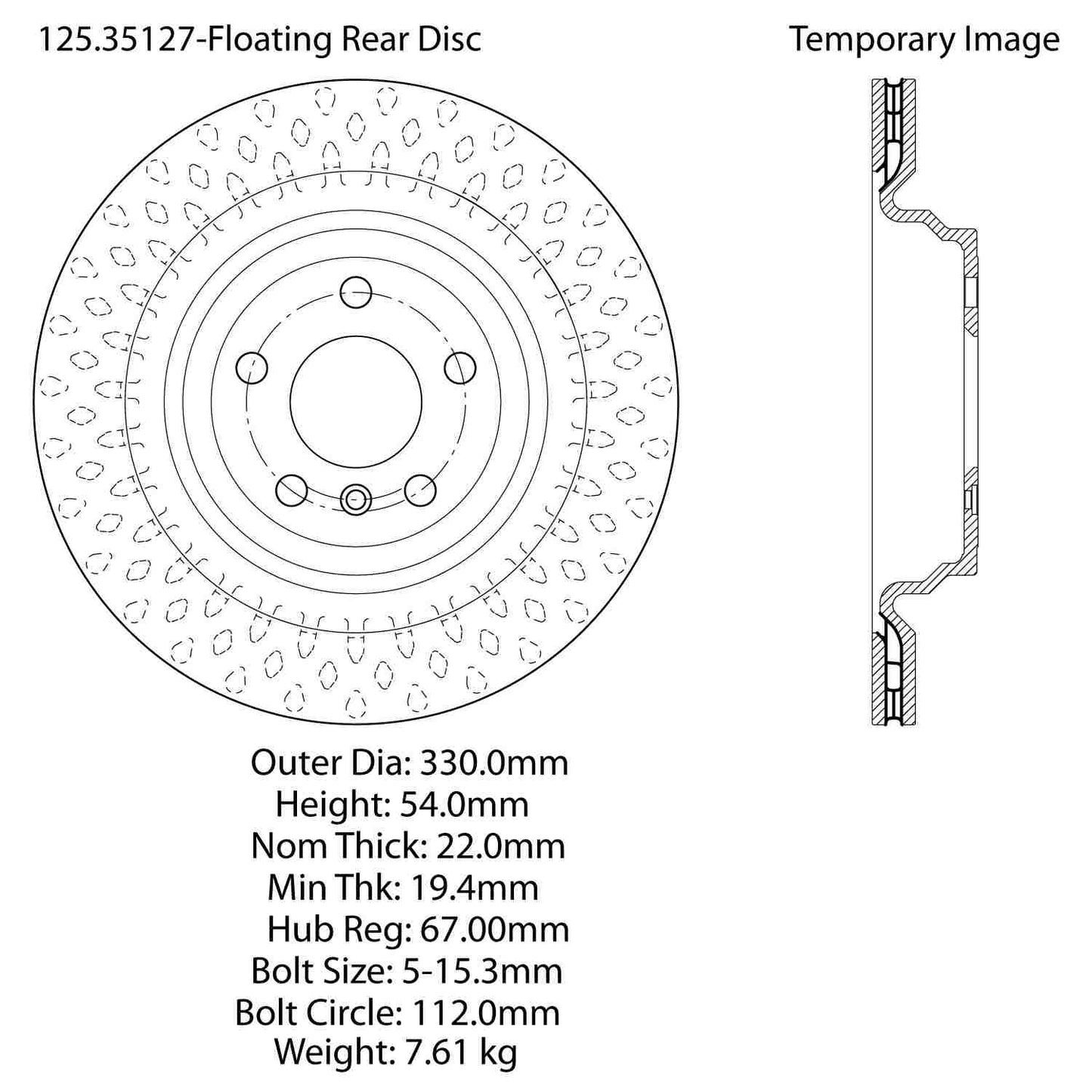 Stoptech Centric Premium High Carbon Alloy Brake Rotor - Rear 125.35127