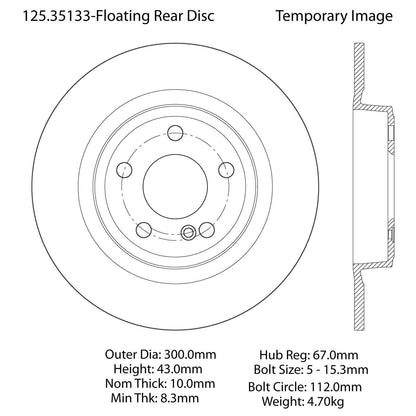Centric Parts Disc Brake Rotor High Carbon Alloy with Advanced Metallurgy 125.35133