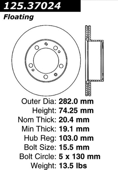 Stoptech Centric Premium High Carbon Brake Rotor 125.37024