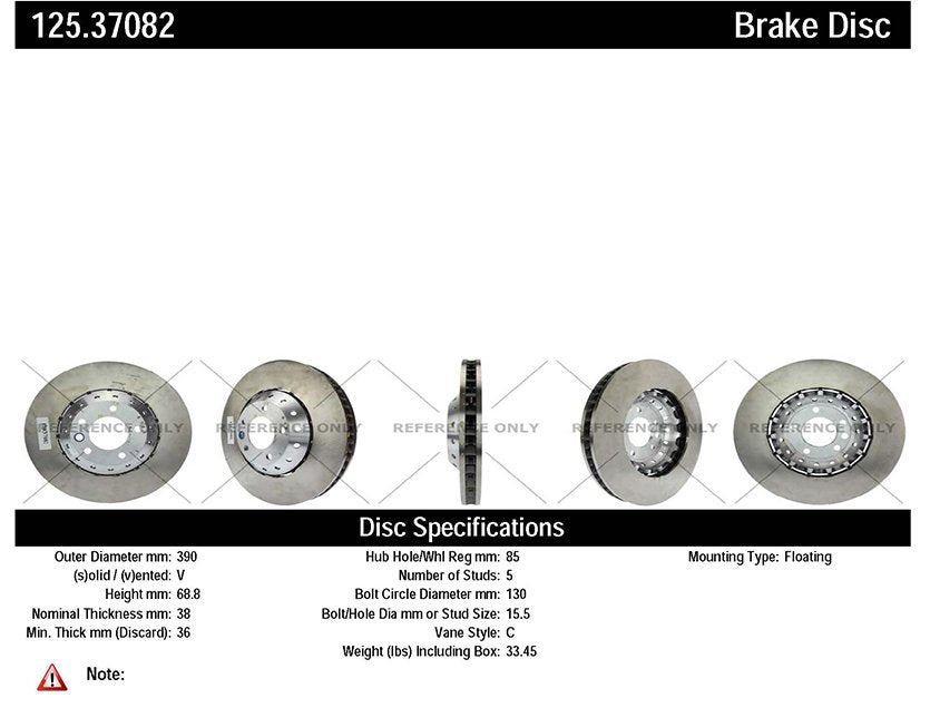 Stoptech Centric Premium High Carbon Brake Rotor 125.37082